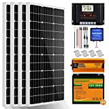 ECO-WORTHY 1.6KWH Solar Panel Kit 400W 24V Solar Power System for RV Off Grid with Battery and Inverter: 400W Solar Panels + 60A Charge Controller + 4pcs 30Ah Lithium Battery + 1500W Solar Inverter