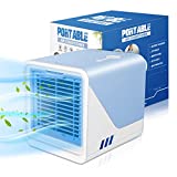 Portable Air Conditioner,Personal Air Cooler with 3-Speeds,Mini Air Conditioner with LED Light,Desktop Cooling Fan with Handle,Suitable for Room Office,Blue