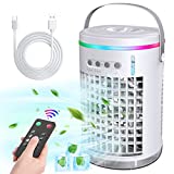 Portable Air Conditioner Fan,Mollget 1400ml Effective Evaporative Portable Personal Air Cooler Humidifier with 7 Colors Light,3 Speeds Personal Air Conditioner Mini for Bedroom Office Home Study Room