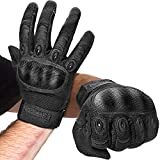 FREETOO Knuckle Protection Tactical Gloves Leather Palm Motorcycle Gloves with Hard Shell for Heavy-Duty Work Shooting Combat Hunting Cycling Airsoft Paintball Climbing Military Training