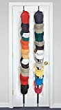 Perfect Curve CapRack18 Over-The-Door Cap Organizer, Two Straps, Holds Up To 18 Caps, Black