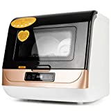 HAIMIM Portable Countertop Dishwasher,4 Washing Programs, Air-Dry Function and LED Light for Small Apartments, Dorms and RVs (Golden)