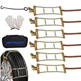 FUN-DRIVING 2021 Upgraded Snow Chains, Tire Snow Chains for Car SUV Truck RV of Tire Width 215-285 mm (8.5-11.2 inch),Heavy Duty,Thickened,Adjustable,Durable (6 Pack)