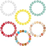 6 Pcs Lava Stone Bead Bracelet, Natural Gemstone Stretchy Bracelets- Aromatherapy Essential Oil Diffuser Healing Chakras Agate Crystal Elastic Lucky Bracelets Christmas gifts for Women Girls