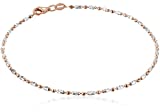 Italian Rose-Tone and Polished Sterling Silver Mezzaluna Chain Anklet, 10'