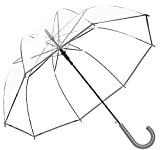 Siepasa Women’s Clear Bubble Transparent Umbrella-Auto Open Clear Dome Umbrella with Classic hook Handle for gentlemen and ladies wedding, bridal parties, outing and large group gathering, graduation, prom, or everyday city walking.(Grey)