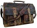 18 Inch Retro Buffalo Hunter Leather Laptop Messenger Bag Office Briefcase Crossbody Travel Bag For Men And Women College Bag Office Laptop Bag (18 inch)