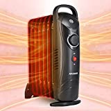 Oil Filled Radiator Heater Electric – 700W Portable Space Heater with Thermostat,Super Quiet Oil Heater,Overheat Protection for Home, Office, Automatic Radiator Heater