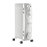 PELONIS PHO15A2AGW, Basic Electric Oil Filled Radiator, 1500W Portable Full Room Radiant Space Heater with Adjustable Thermostat, White, 26.10 x 14.20 x 11.00