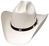 WESTERN EXPRESS Men's Classic Cattleman Off White Straw Cowboy Hat, Adult Elastic Fit Small/Medium