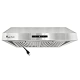 SINGLEHOMIE 30 Inch Under Cabinet Range Hood, 525 CFM Stainless Steel Kitchen Over Stove Vent Hoods, Sensor Touch Control, LED Lights, Baffle Filters