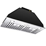Range Hood Insert 30 Inch,Vent Hood Insert,Ducted/Ductless Convertible Range Hood,600 CFM,Stainless Steel,With Charcoal Filter,MCBON (IE71-BLACK-30 INCH)