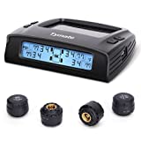 Tymate Tire Pressure Monitoring System M7-3 - Solar Charge, 5 Alarm Modes, Auto Backlight LCD Display, Auto Sleep Mode, 4 TPMS Sensors (0-87 PSI)