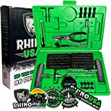 Rhino USA Tire Plug Repair Kit (86-Piece) Fix Punctures & Plug Flats with Ease - Heavy Duty Flat Tire Puncture Repair Kit for Car, Motorcycle, ATV, UTV, RV, Trailer, Tractor, Jeep, Etc