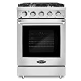 COSMO COS-EPGR244 24 in. Slide-in Freestanding Gas Range with 4 Sealed Burners, Cast Iron Grates, 3.73 cu. ft. Capacity Convection Oven in Stainless Steel