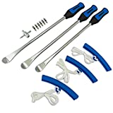 NEIKO 20601A 14.5 inch Steel Tire Spoon Lever Iron Tool Kit | Professional Tire Changing Tool for Motorcycle, Dirt Bike, Lawn Mower | 3 pcs Tire Spoons | 3 Rim Protector | Valve Tool | 6 Valve Cores