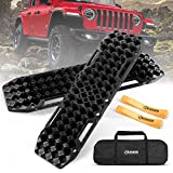 BUNKER INDUST Off-Road Traction Boards with Jack Base,Pair Recovery Tracks 4X4 Jeep Truck Tire Traction Mat with Bag-Sand,Mud, Snow Ladder Ramps(Black)