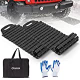 BUNKER INDUST Tire Traction Mats Portable Recovery Tracks for Off Road 4X4 Snow, Ice, Sand,Emergency Devices with Bag Gloves for Cars, Trucks, Van(2 Pack)