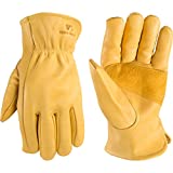 Wells Lamont Men's Reinforced Cowhide Leather Work Gloves with Palm Patch | Large (1129L)