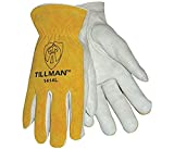 Tillman 1414L 1414 Unlined Cowhide Leather Drivers Glove, Cowhide Leather, Large, White/Yellow (12 Pairs)