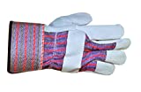 G & F Products 5015L-5 Regular Cowhide Leather Palm Work Gloves for driving and construction with rubberized safety cuff, Large, 5-Pair pack, Multicolor (50155L)