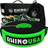 Rhino USA Recovery Tow Strap (3' x 20') Lab Tested 31,518lb Break Strength, Premium Draw String Bag Included, Triple Reinforced Loop Straps to Ensure Peace of Mind - Emergency Off Road Towing Rope
