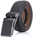 Marino Avenue Men’s Genuine Leather Ratchet Dress Belt with Linxx Buckle - Gift Box - Twill weave - Black - Adjustable from 28' to 44' Waist