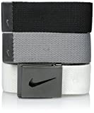 Nike Men's Standard 3 Pack Golf Web Belt, White/Gray/Black, One Size