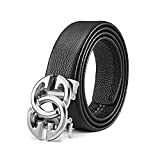 Genuine Leather Fashion black Ratchet Belts for Mens Full Grain Soft Leather Belt Strap Size - 1.5' wide Adjustable length (Silver, Adjustable from 26' to 48' Waist)