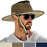 SUN CUBE Wide Brim Sun Hat for Men Outdoor Sun Protection Boonie Hat | Adjustable Fit, Breathable Summer Hat for Safari Hiking Fishing - Olive