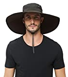 Super Wide Brim Sun Hat-UPF 50+ Protection,Waterproof Bucket Hat for Fishing, Hiking, Camping, Boating,Breathable Nylon & Mesh (Dark Grey)