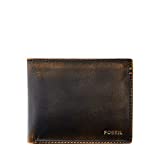 Fossil mens Flip Id Bifold Wallet, Wade Black Vintage, One Size US