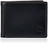 Timberland Men's Leather Wallet with Attached Flip Pocket, Black (Cloudy), One Size