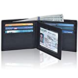 Front Pocket Wallet for Men - RFID Blocking Leather Bifold Wallet with ID Window (Coal)