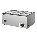 3 Pan Commercial Food Warmer Buffet Bain Marie Large Capacity 21 Quart Electric Steam Table 6'' Deep Stainless Steel Countertop Food Warmer for Parties, Catering and Restaurants