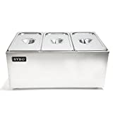SYBO Commercial Grade Stainless Steel Bain Marie Buffet Food Warmer Steam Table for Catering and Restaurants (3 Sections)