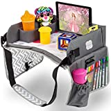 Kenley Kids Travel Tray, Toddler Car Seat Lap Tray, 16.5 x 13.5 Inches (Pink/Gray)