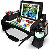 Lamela Kids Travel Tray - Kids Car Seat Lap Tray for Toddler & Kids Car Seat Activities - Learn, Play & Draw with Sturdy Dry Erase Board, Pockets for Cups, Tablet Holder Stand & Kids Stuff Organizer