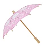 Generic Lace Bridal Umbrella Retro Children Embroidery Parasol Photography Prop - Pink, 31.5cm