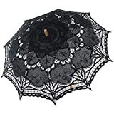 BABEYOND Lace Umbrella Parasol Vintage Wedding Bridal Umbrella for Decoration Photo Lady Costume 1920s Party (Black)