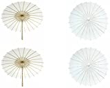 Koyal Wholesale 32-Inch White Paper Parasol, 4-Pack Oriental Umbrella for Wedding, Party Favors, Summer Shade