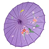 JapanBargain 2173, Japanese Parasol Chinese Asian Nylon Umbrella Parasol for Photography Cosplay Costumes Wedding Party Home Decoration Kids Size, 22 inch, Purple
