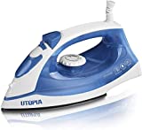 Utopia Home Steam Iron for Clothes with Nonstick Soleplate - 1200 Watt Lightweight Travel Iron - Clothes Iron with 360 Degree Swivel Cord - Iron with 200 mm Water Tank (Blue)