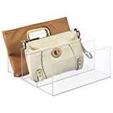 mDesign Plastic Purse and Handbag Organizer - Closet Storage System for Zipper Tote Bag, Purse, Clutch, Wallet, Pocket Book Organization - 3 Sections - Lumiere Collection - Clear
