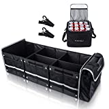 Farasla Waterproof Trunk Organizer with Insulated Leakproof Cooler Bag, Foldable Cover, Adjustable Securing Straps (4-in-1 w/Cooler, Black)