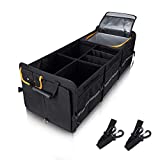 Heytrip Large Trunk Organizer With Built-in Leakproof Cooler Bag, 2 Tie-Down Straps, 4 Removable Dividers, Foldable Cover, Built with 2mm PE Board