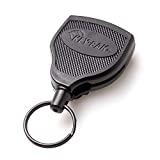 Key-Bak Super48 HD 8oz. Locking Retractable Key Holder, 48' Retractable Cord, Black Polycarbonate Case, Steel Belt Clip, Oversized Split Ring