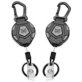 2 Pack-Retractable Keychain, Heavy Duty Carabiner Badge Holder, Tactical ID Badge Reel with 31” Steel Retractable Cord, 8 oz