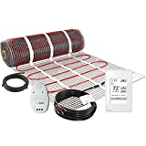 LuxHeat 35 Sqft Mat Kit (120v) Electric Radiant Floor heating System for Under Tile & Laminate. Underfloor Heating Kit Includes Heat Mat, Alarm & OJ Microline WiFi Programmable Thermostat with GFCI