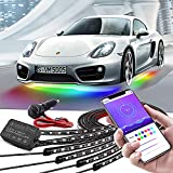 Car Underglow Lights, Bluetooth Dream Color Chasing Strip Lights Kit, 6 PCS Waterproof Exterior Car Lights with APP Control , 12V 300 LEDs Underbody Lights for All Cars